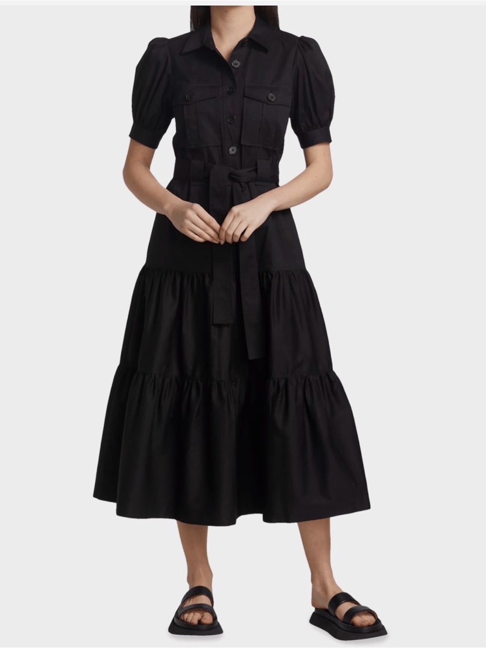 New Derek Lam 10 Crosby Buffy Poplin Utility Fit & Flare Midi-Dress sz 8